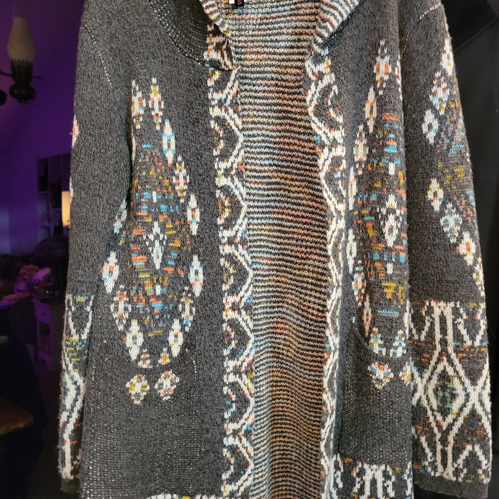Chic Multicolor Patterned Women's Cardigan